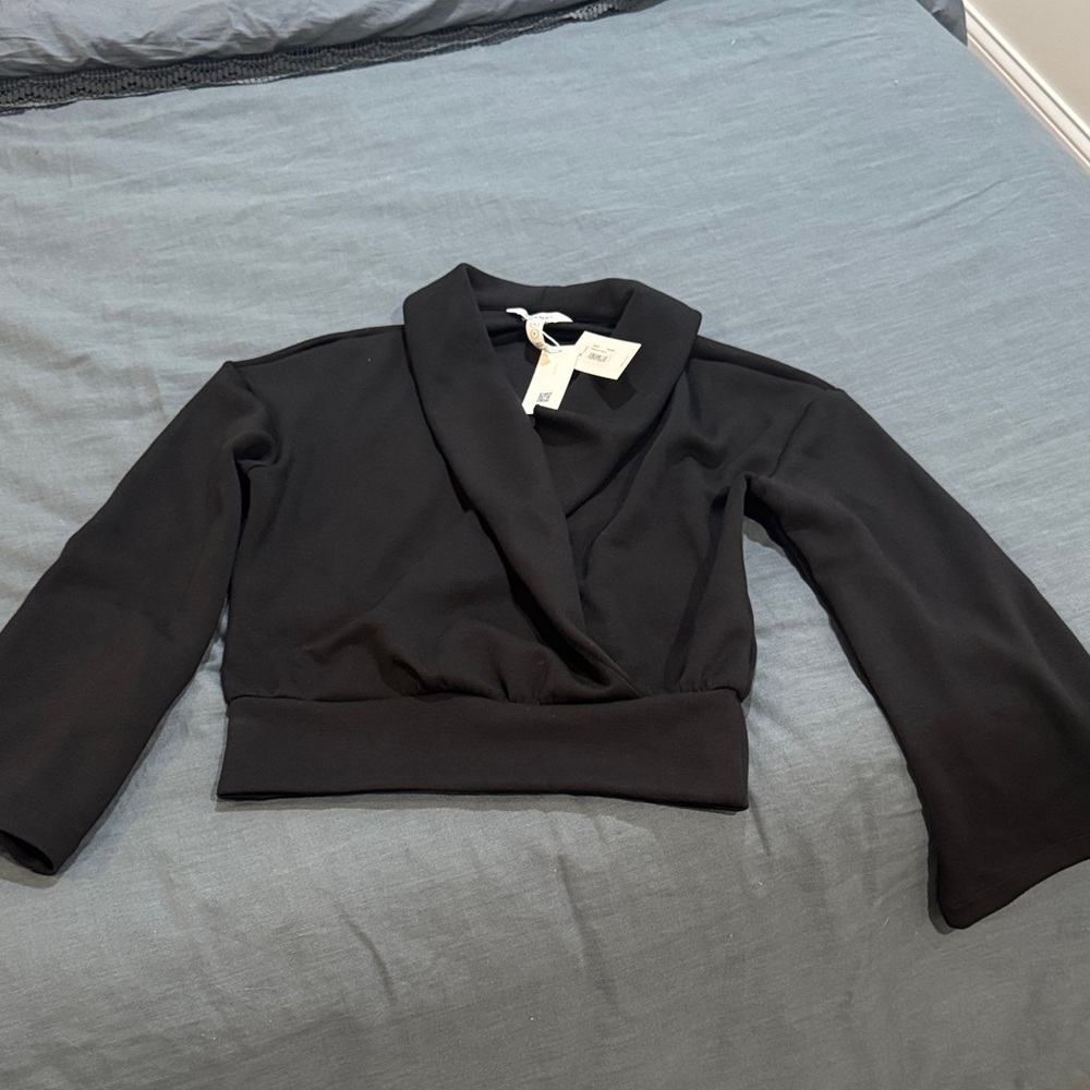 Spanx Air Essentials Black Cropped Wrap Top